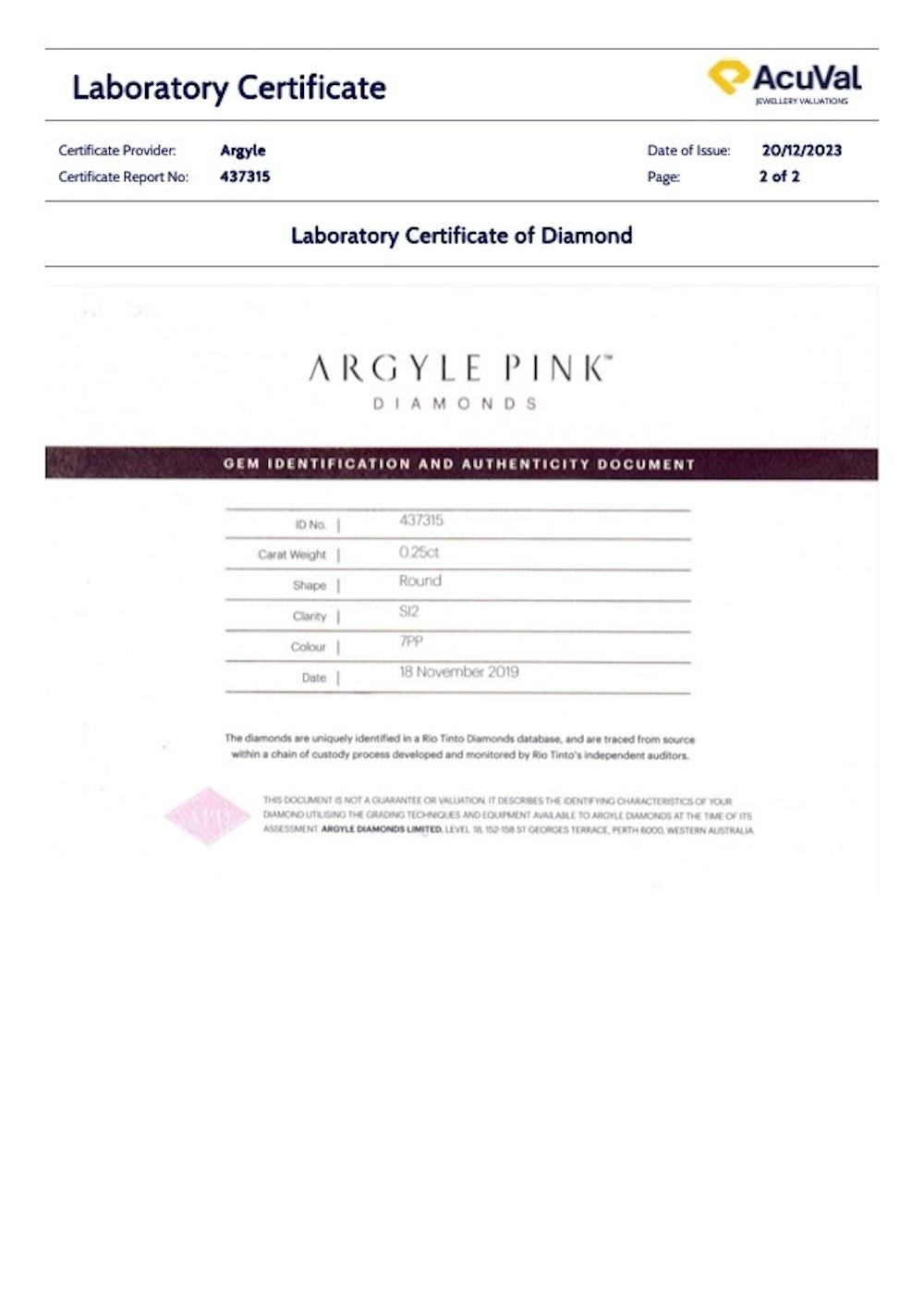 Bespoke Pink Argyle Diamond 0.25ct 1