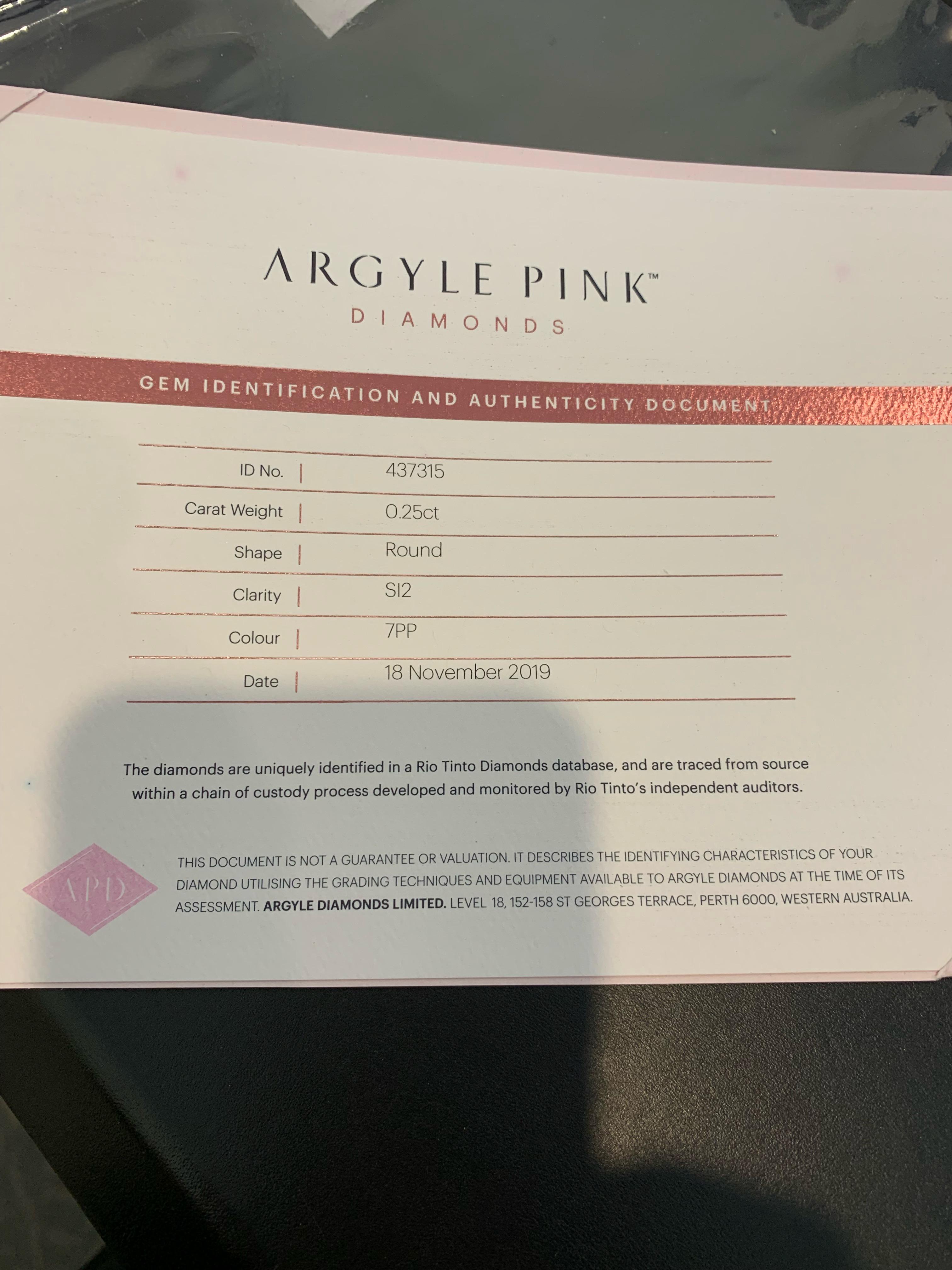 Bespoke Pink Argyle Diamond 0.25ct 2
