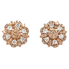 Bespoke Pink & White Diamond Stud Earrings 0.75 Carat