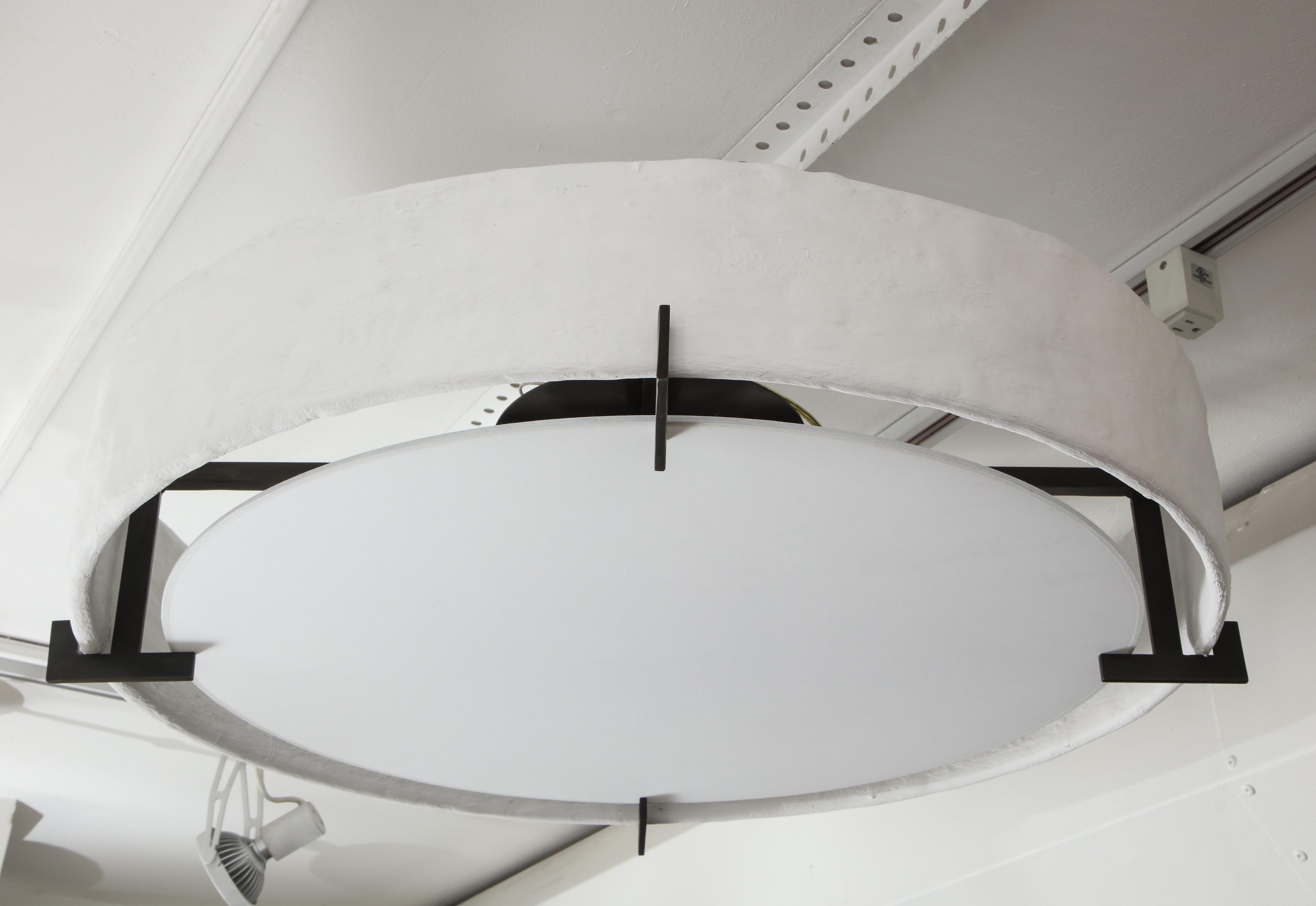 Modern Bespoke Plaster and Iron Fixture in the Manner of Jean Michel Frank For Sale