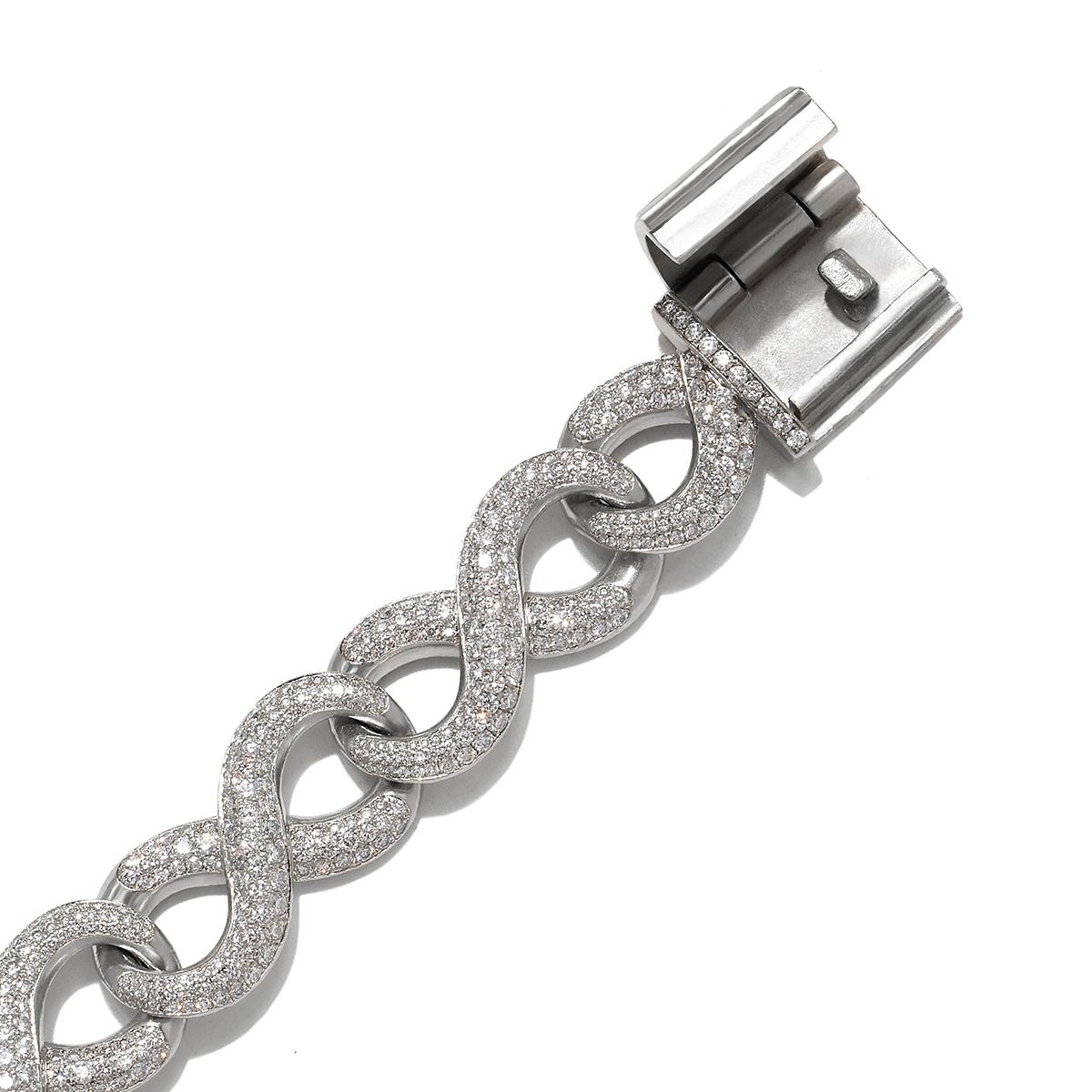 Taille brillant Bespoke Platinum Diamond Link Necklace, 80 Carats, Convertible Design en vente