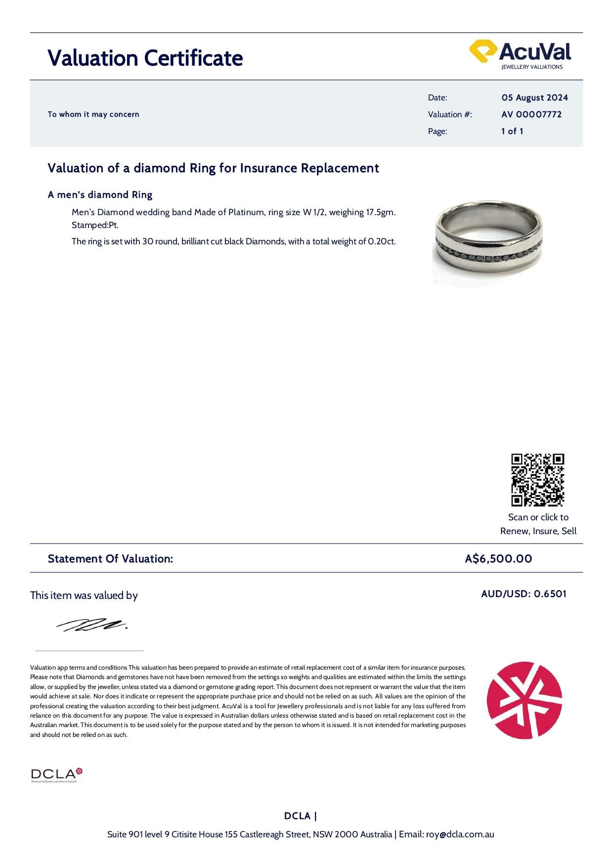 Bespoke Platinum Diamond Wedding Band 0.20ct For Sale 2