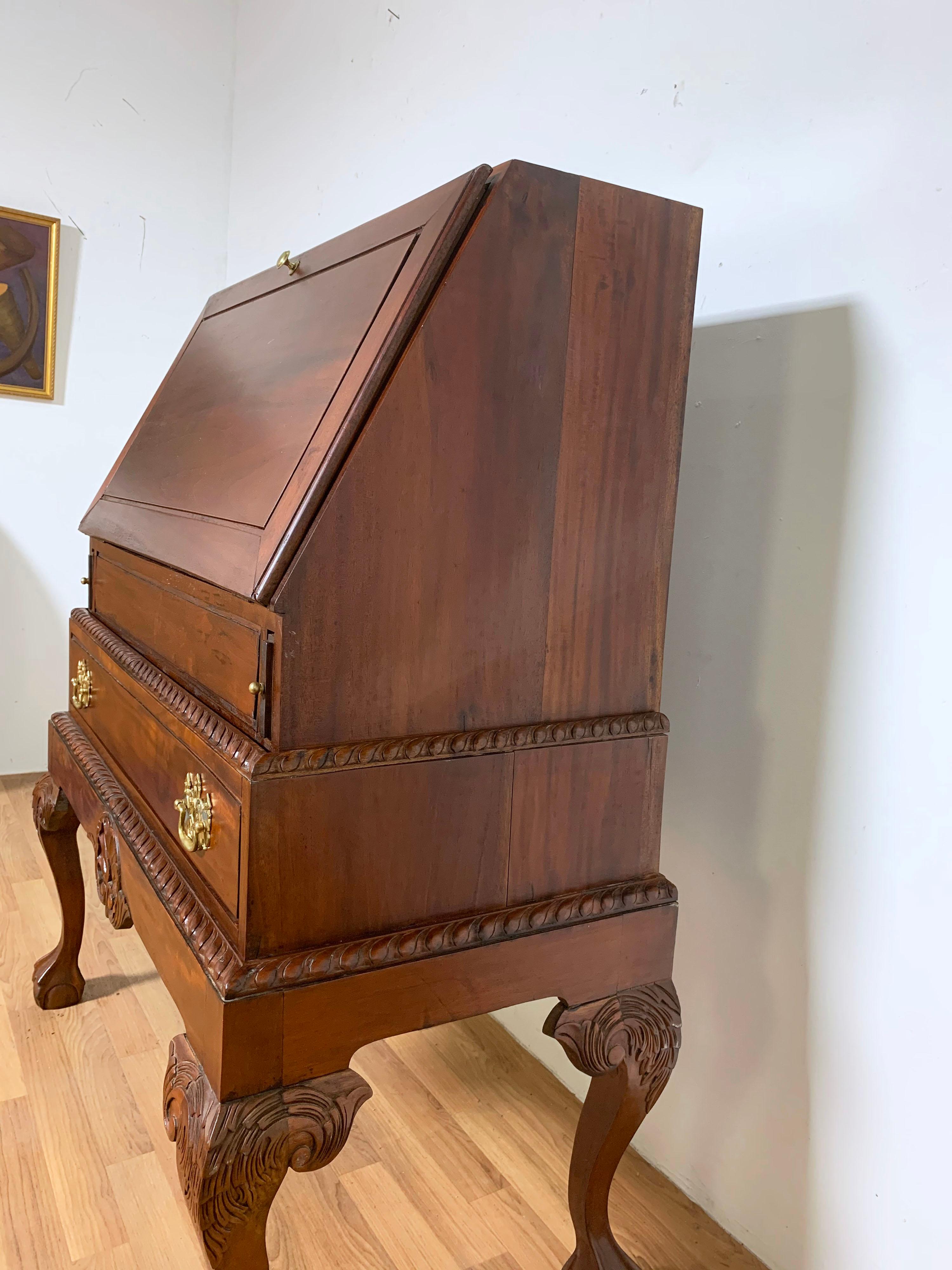 Bespoke Queen Anne Style Mahogany Drop Front Desk on Frame 5