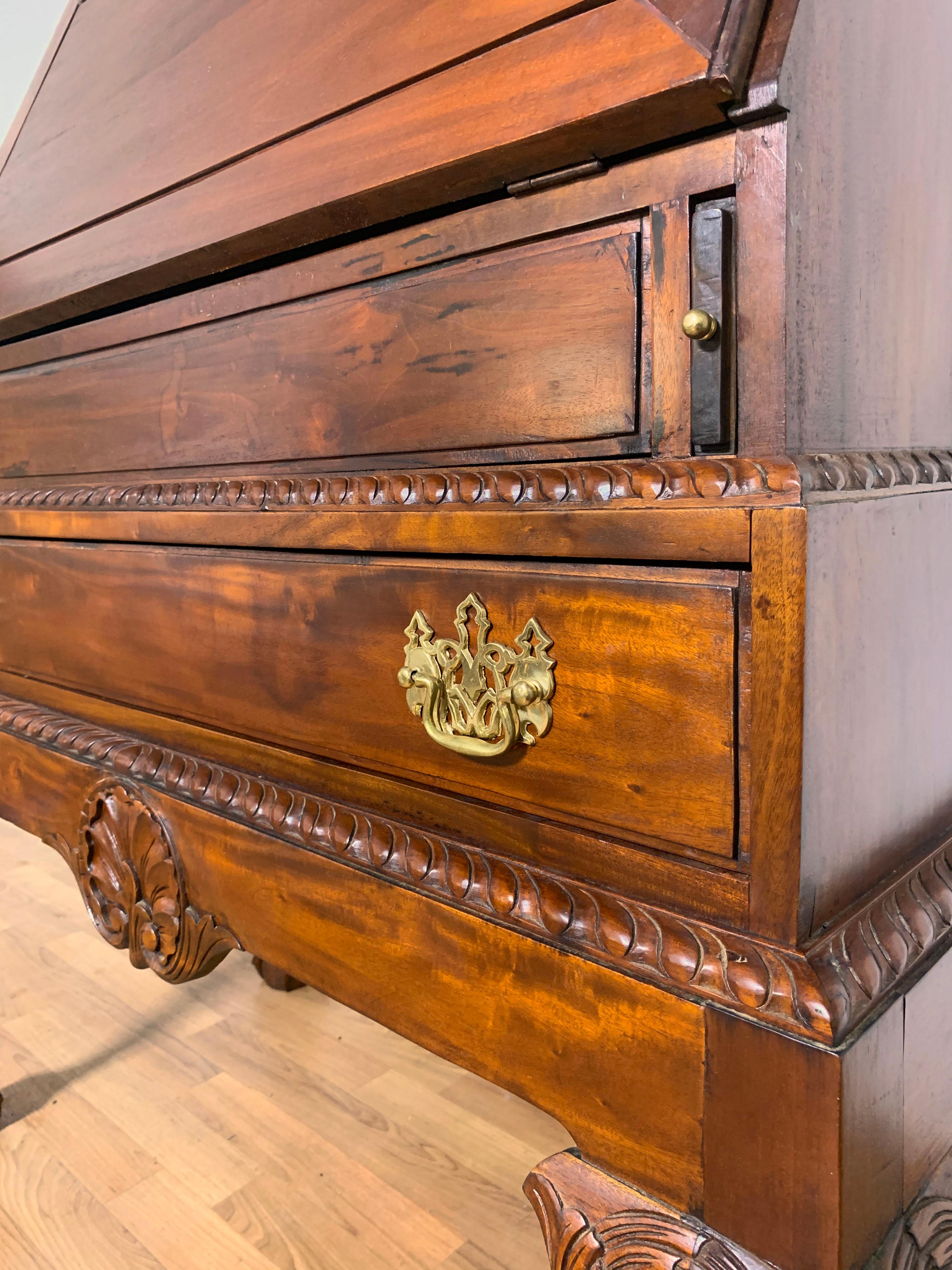 Bespoke Queen Anne Style Mahogany Drop Front Desk on Frame 7