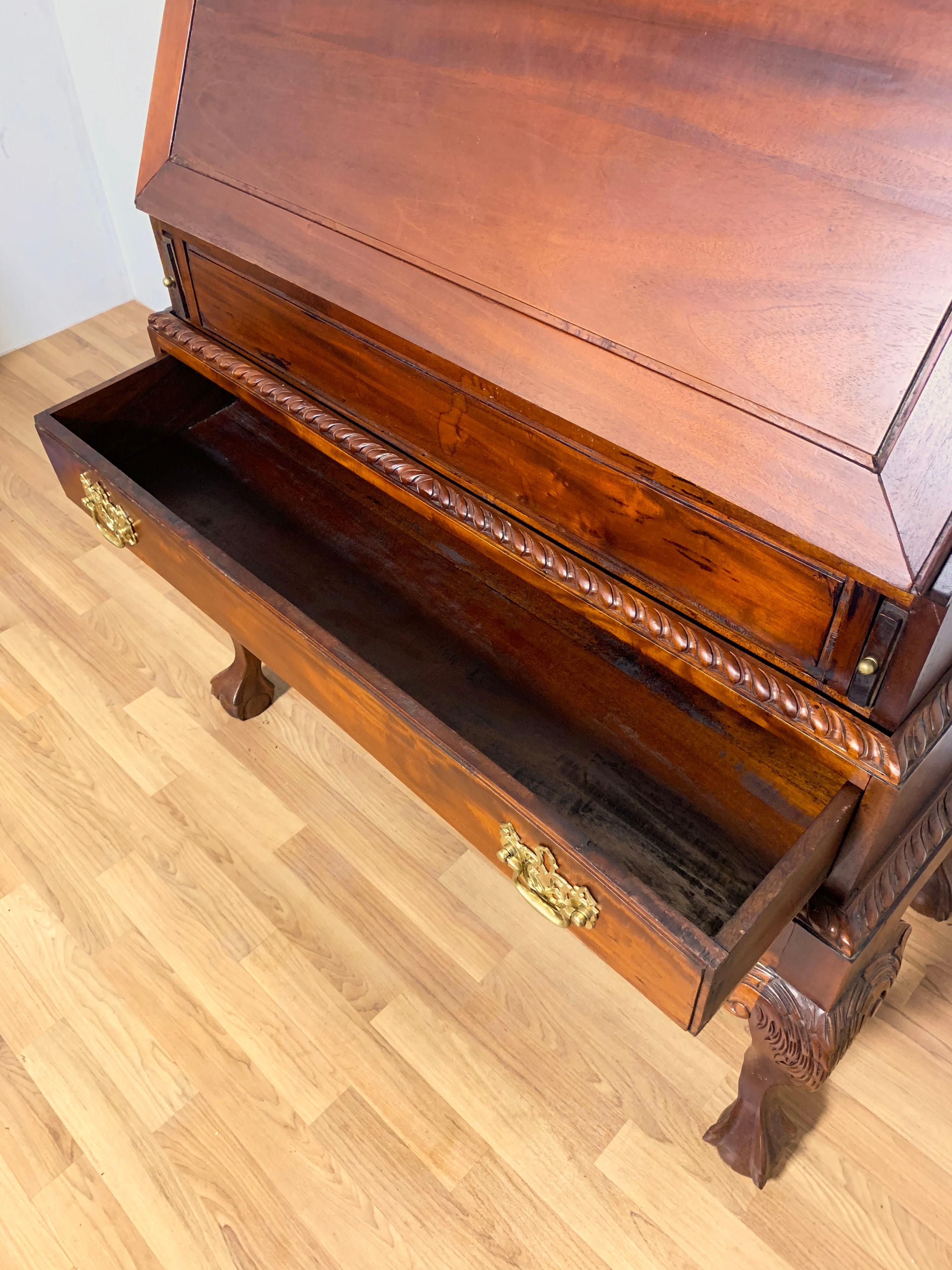 Bespoke Queen Anne Style Mahogany Drop Front Desk on Frame 9