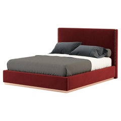 American Queen Size Bed Custom Velvet Upholsteryt
