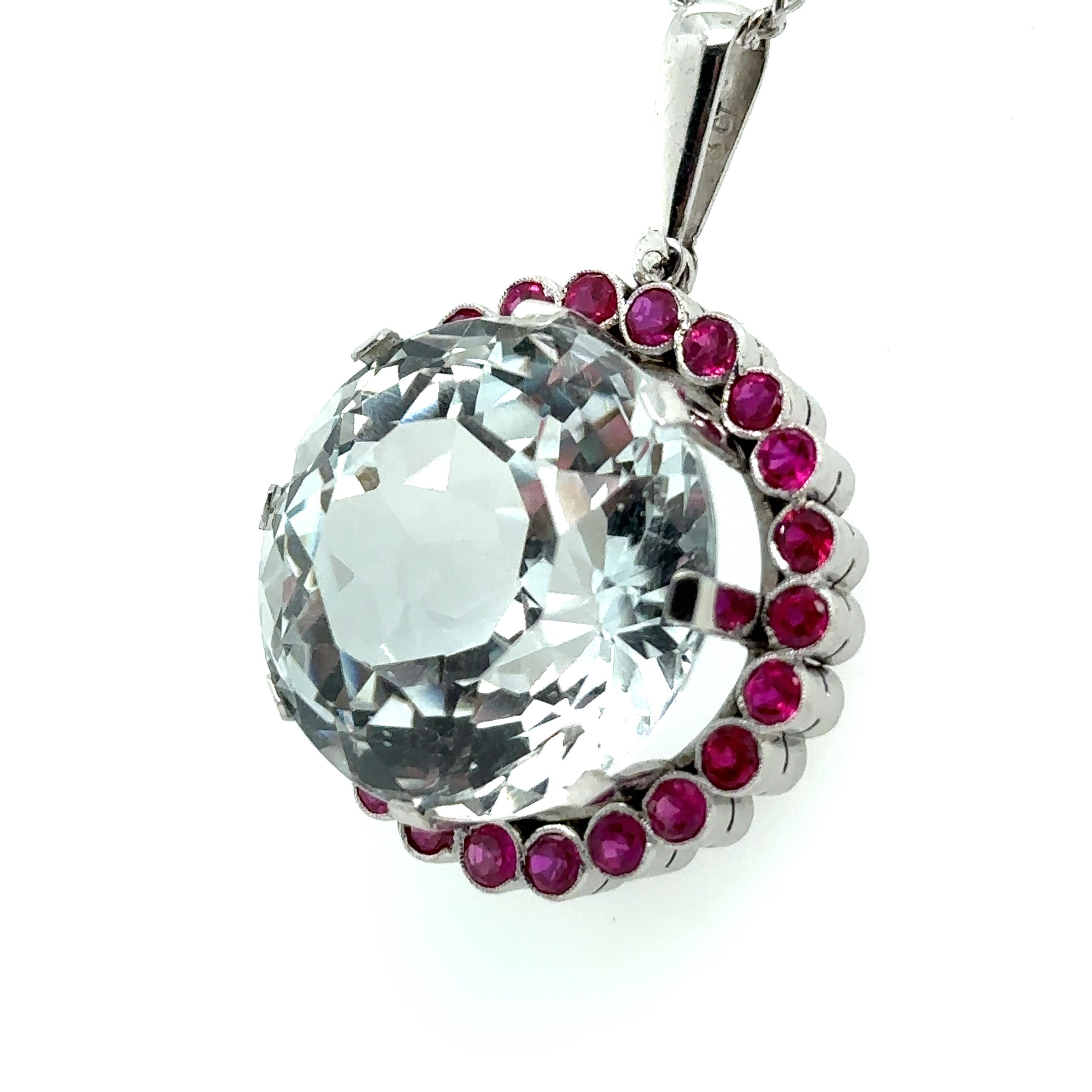 Round Cut Bespoke Rock Crystal Cluster Pendant 30ct For Sale