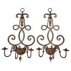 Applique da parete a candela in stile rococò di grandi dimensioni e con tole pesanti