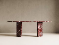 Bespoke Rosso Levanto Marble Dining Table, Minimalist Marble Base