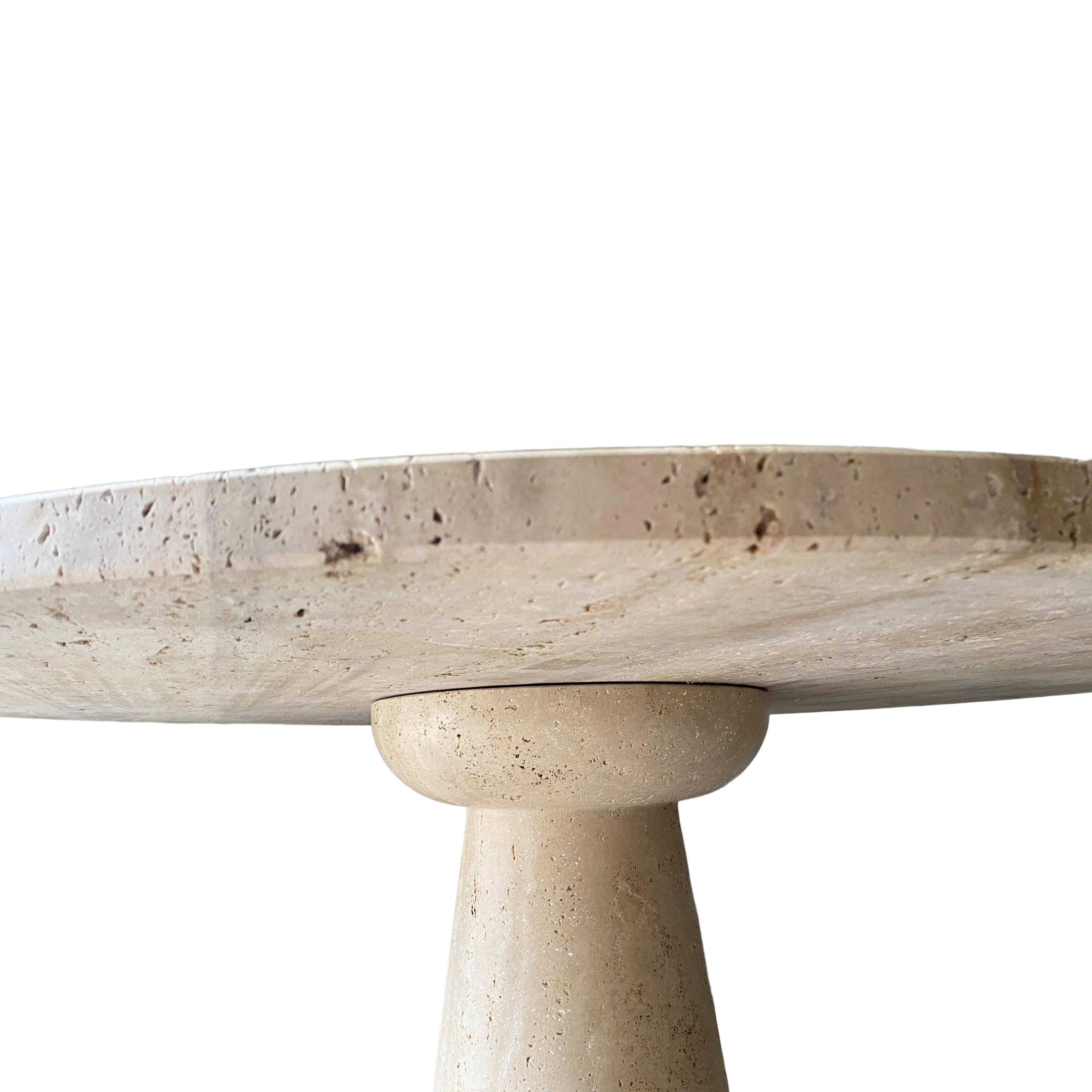 Contemporary Bespoke Round Italian Dining Table in Travertine For Sale