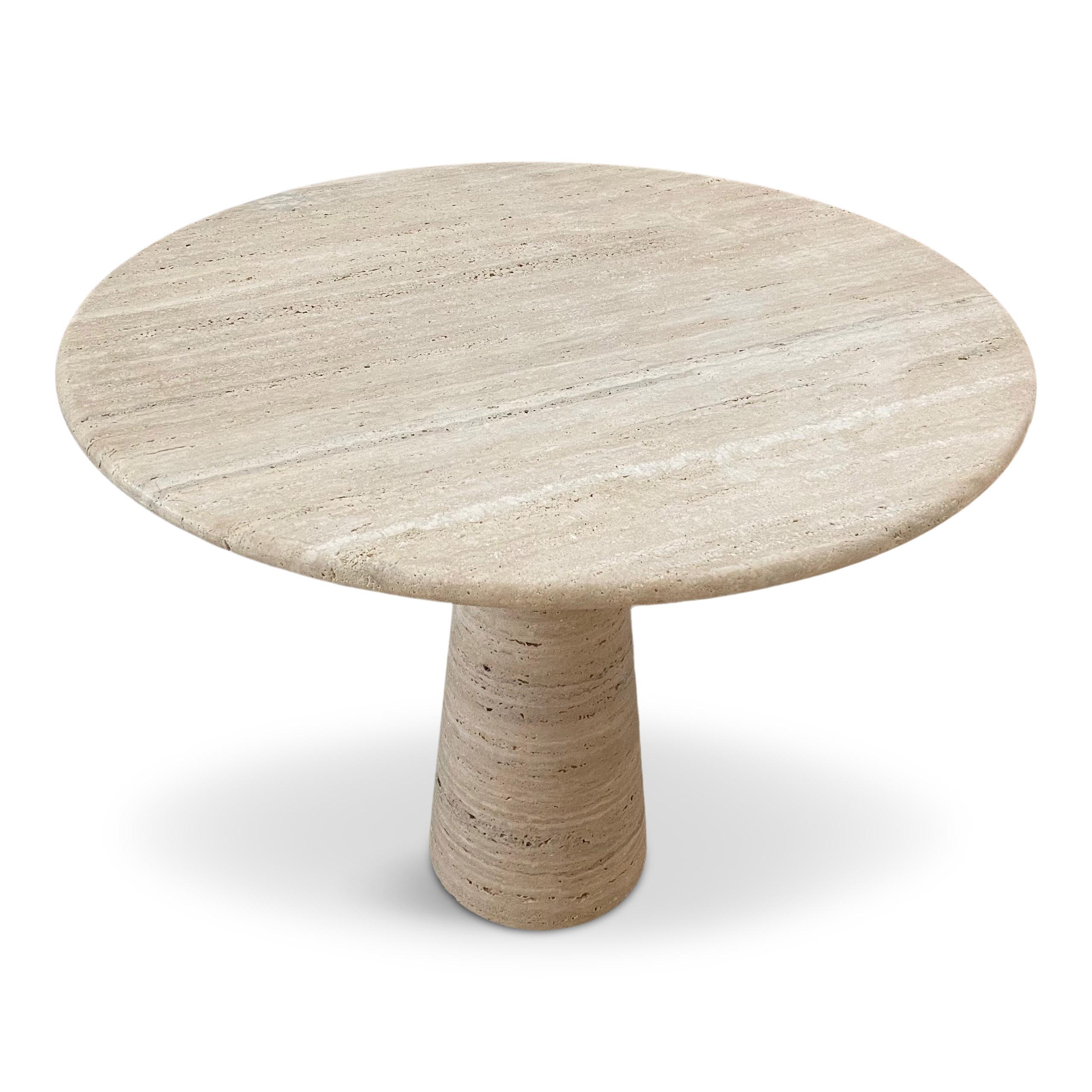 Bespoke Round Italian Dining Table in Travertine For Sale 2