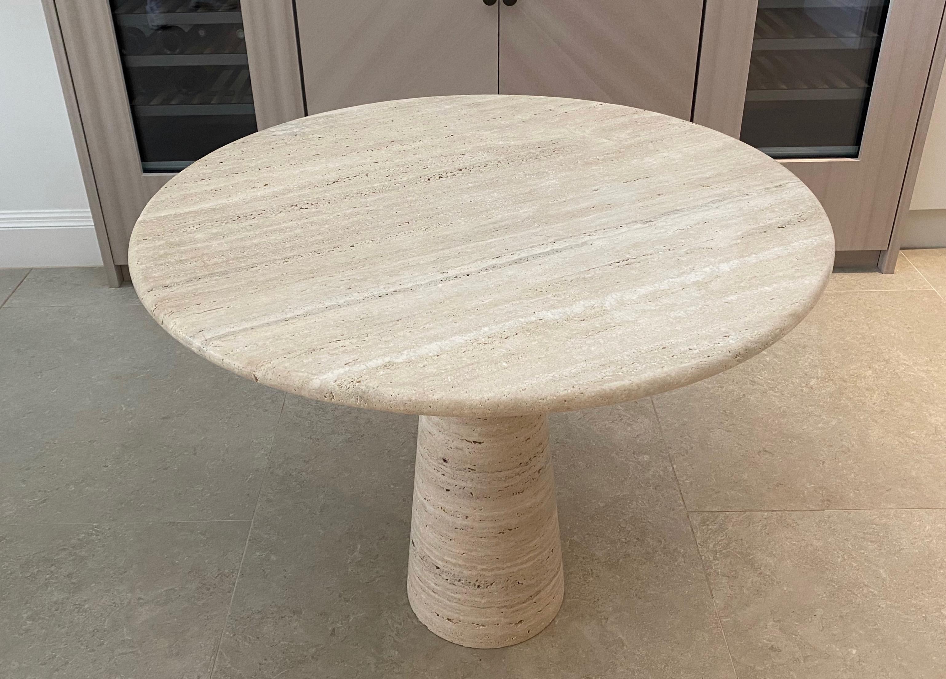Bespoke Round Italian Dining Table in Travertine For Sale 5