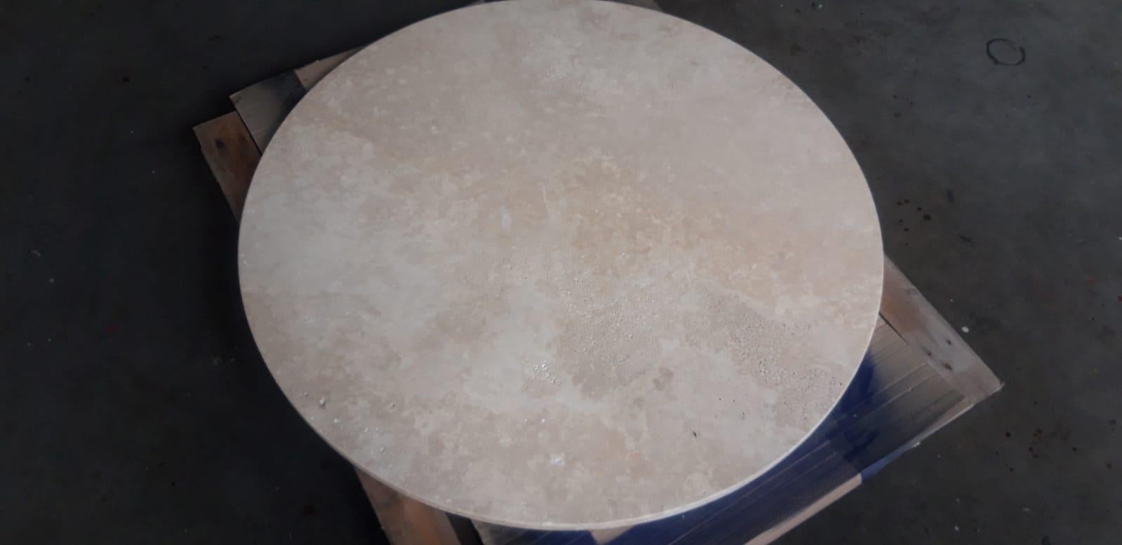 Bespoke Round Italian Travertine Dining Table 50% deposit In New Condition In London, London