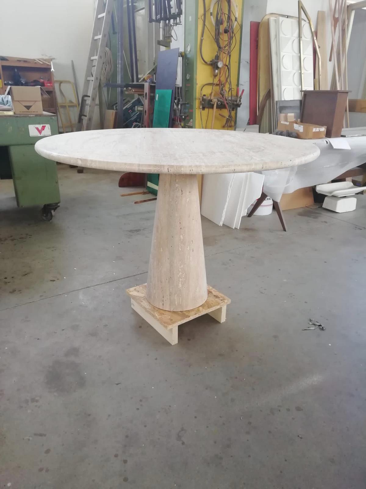 Bespoke Round Italian Travertine Dining Table For Sale 2