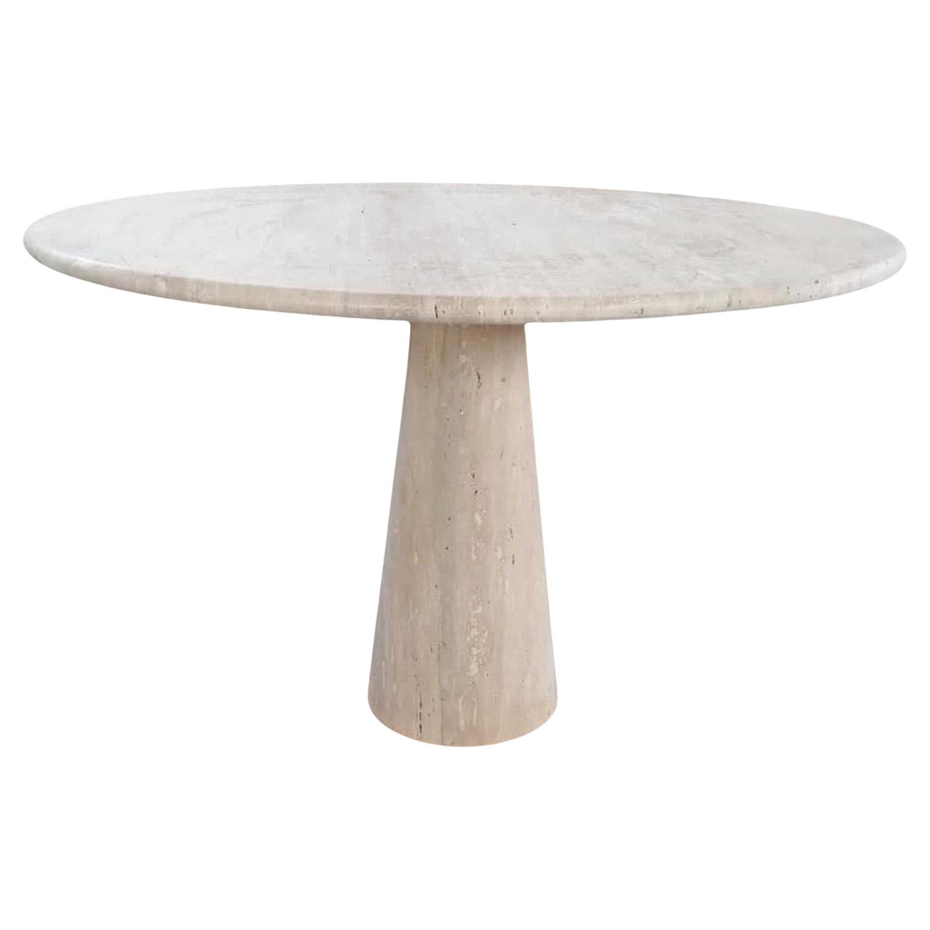 Bespoke Round Italian Travertine Dining Table For Sale