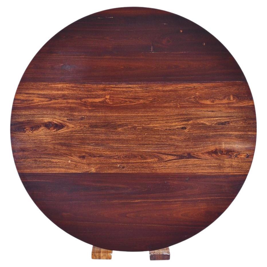 Bespoke Round Table Makha Tae Wood Brass Base by P. Tendercool Dim:Ø30" x H29.3" For Sale