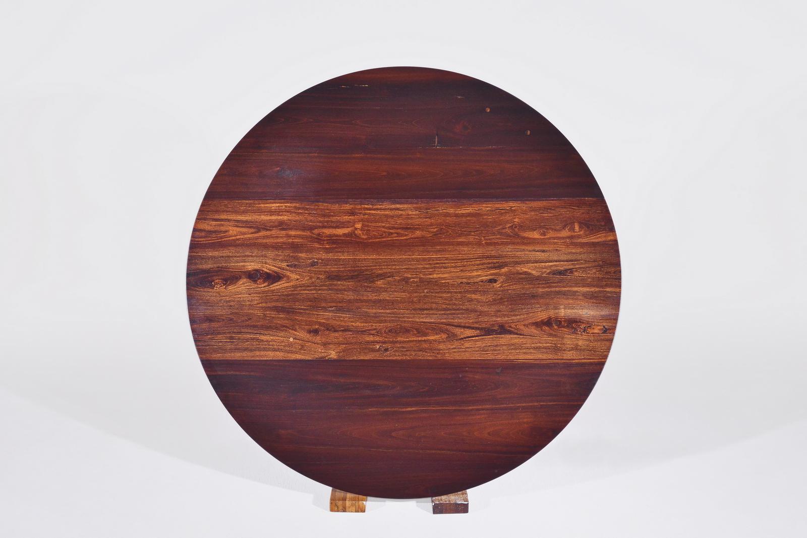 Bespoke Round Table, Reclaimed Hardwood, Aluminum Base by P.Tendercool'In-Stock' For Sale 3