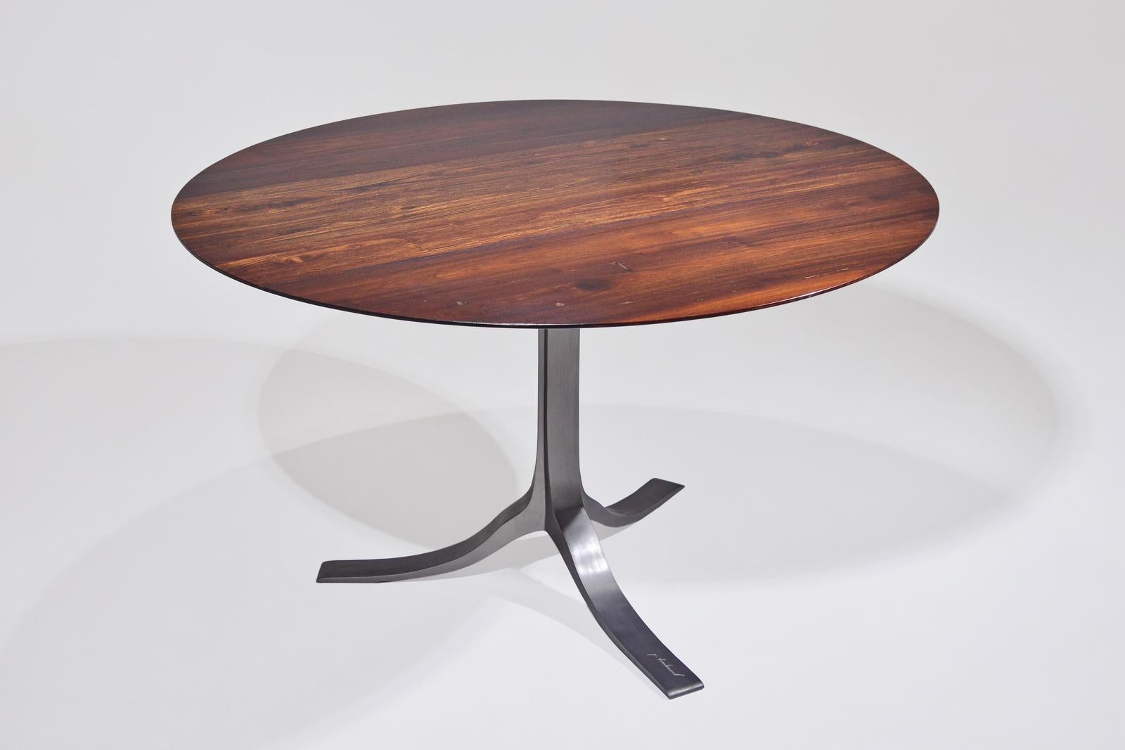 Cast Bespoke Round Table, Reclaimed Hardwood, Aluminum Base by P.Tendercool'In-Stock' For Sale