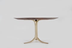 Bespoke Round Table, Reclaimed Hardwood, Brass Base by P. Tendercool