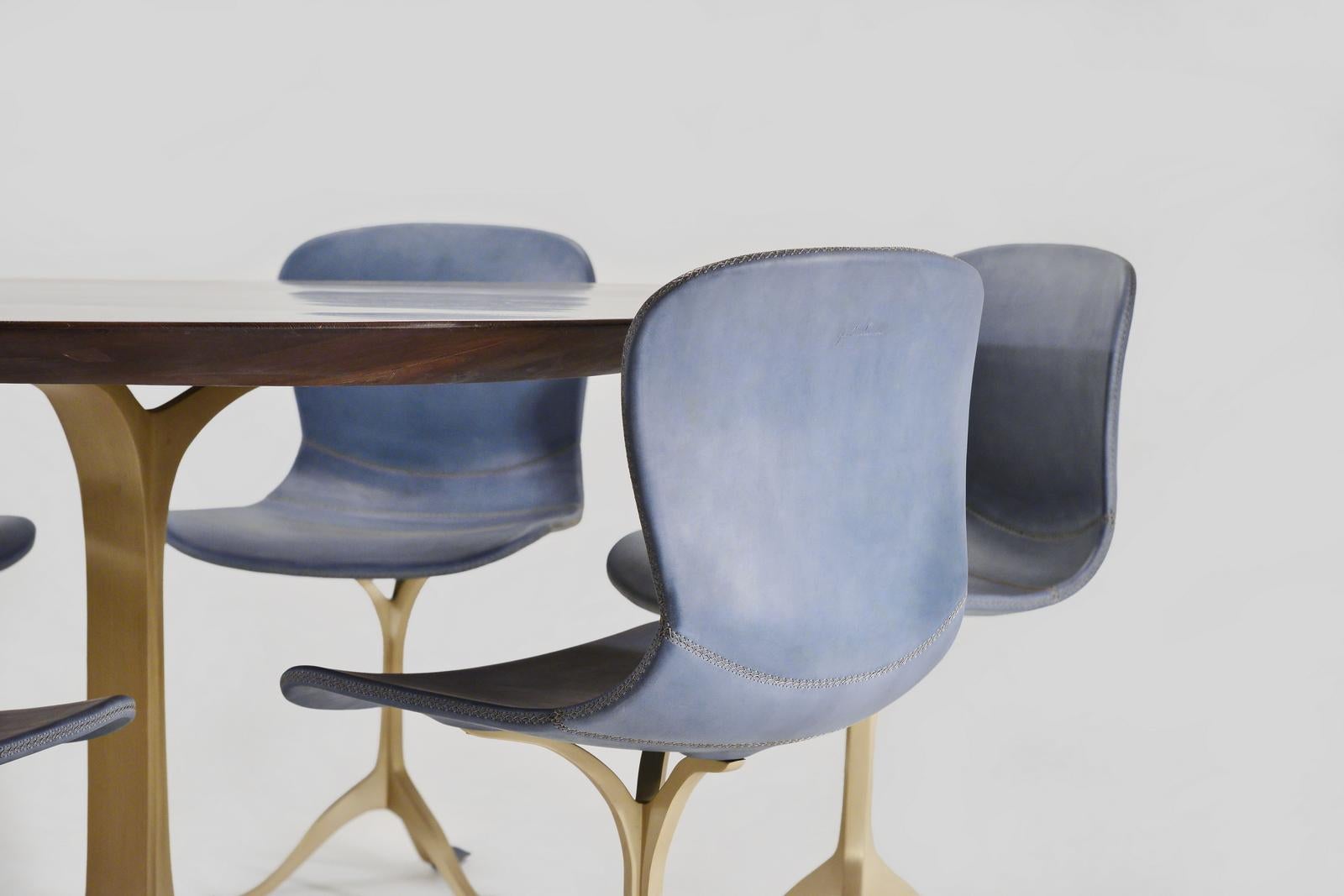 Contemporary Bespoke Round Table, Reclaimed Hardwood, Brass Base by P. Tendercool For Sale