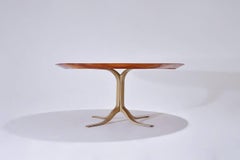 Bespoke Round Table, Reclaimed Hardwood, Brass Base by P. Tendercool