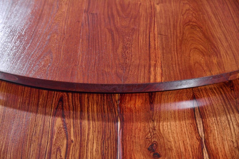 Thai Bespoke Round Table, Reclaimed Hardwood, Brass Base by P. Tendercool, 'In-Stock' For Sale