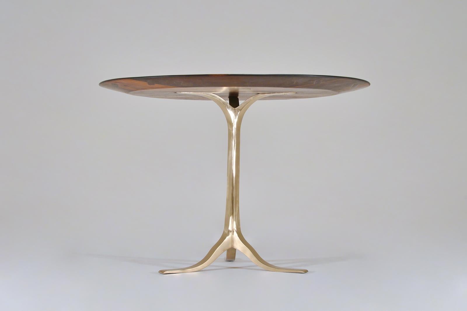 Thai Bespoke Round Table, Reclaimed Hardwood, Bronze Base by P. Tendercool For Sale