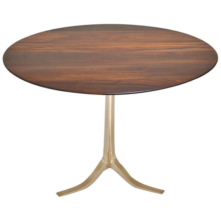 Bespoke Round Table, Reclaimed Hardwood, Bronze Base by P. Tendercool in Stock For Sale
