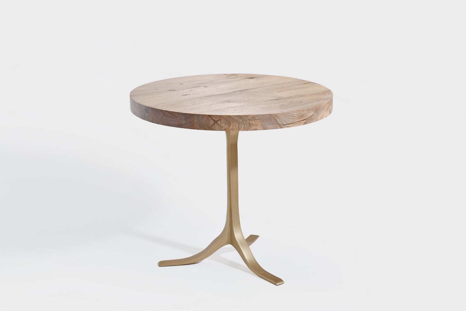 Bespoke, Round Table, Reclaimed Wood, Sand Cast Brass Base, by P. Tendercool In New Condition For Sale In Bangkok, TH