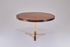 Bespoke Round Table with Reclaimed Hardwood and Bronze Base by P. Tendercool