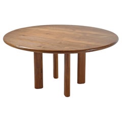 Bespoke Round Table with Wood Base, Reclaimed Teak Wood, by P. Tendercool