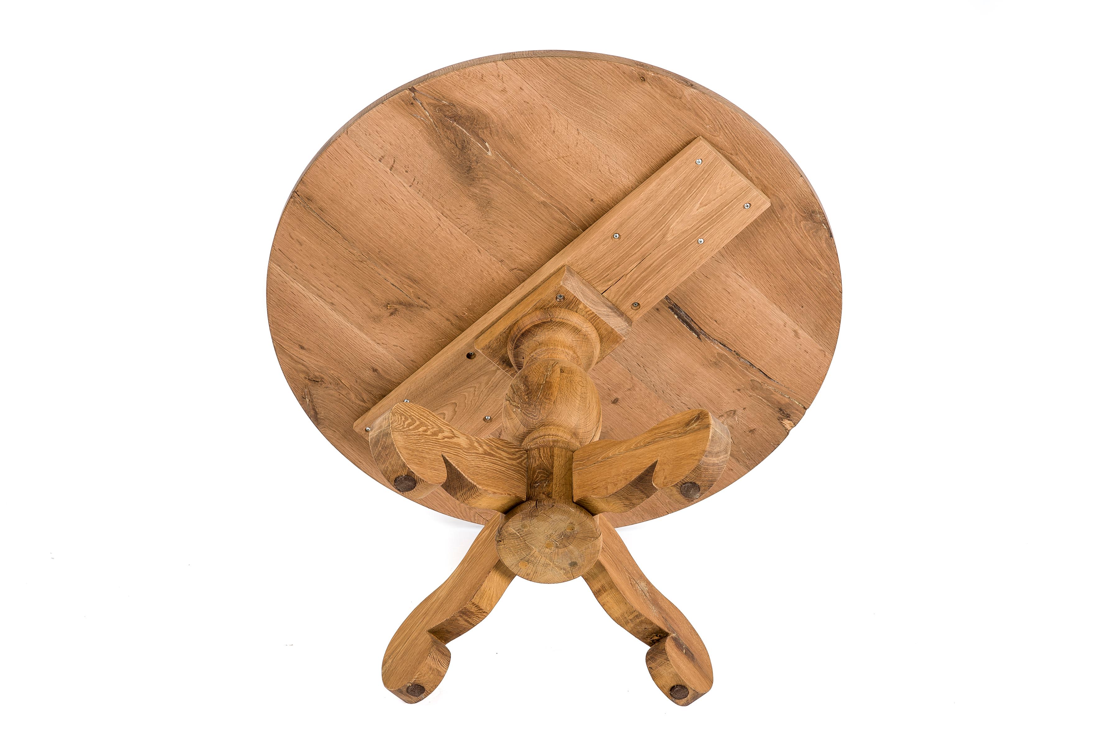 Bespoke Rustic Solid Aged Oak Round Dining Table in Natural Matt Finish 2