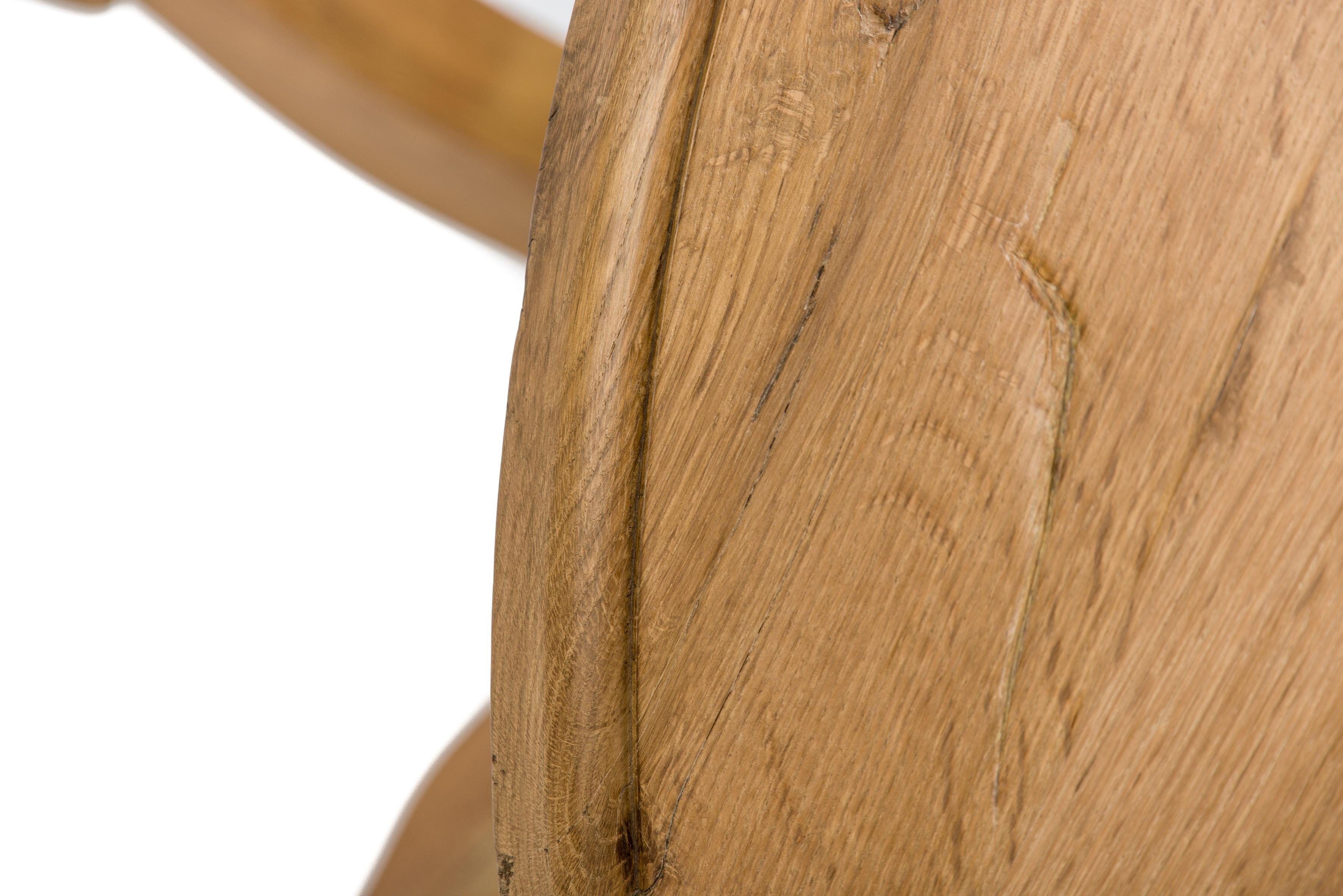 Dutch Bespoke Rustic Solid Aged Oak Round Dining Table in Natural Matt Finish