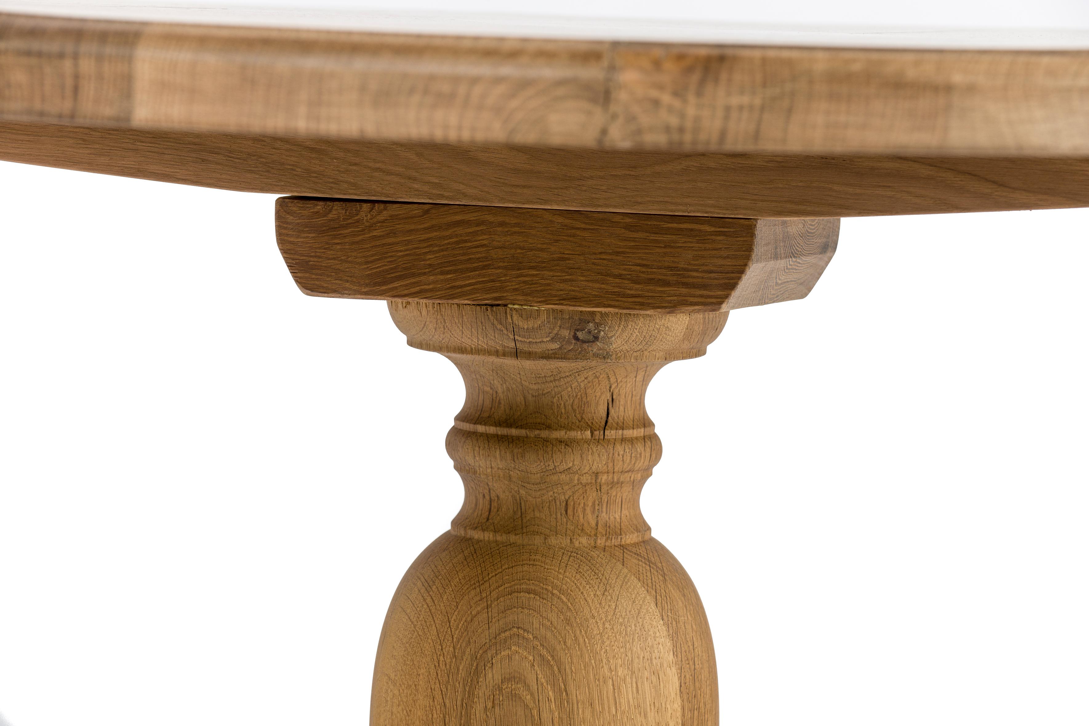 Contemporary Bespoke Rustic Solid Aged Oak Round Dining Table in Natural Matt Finish