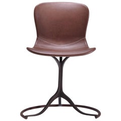 Bespoke Sand Cast Brass Chair in Truffe Leather, by P. Tendercool