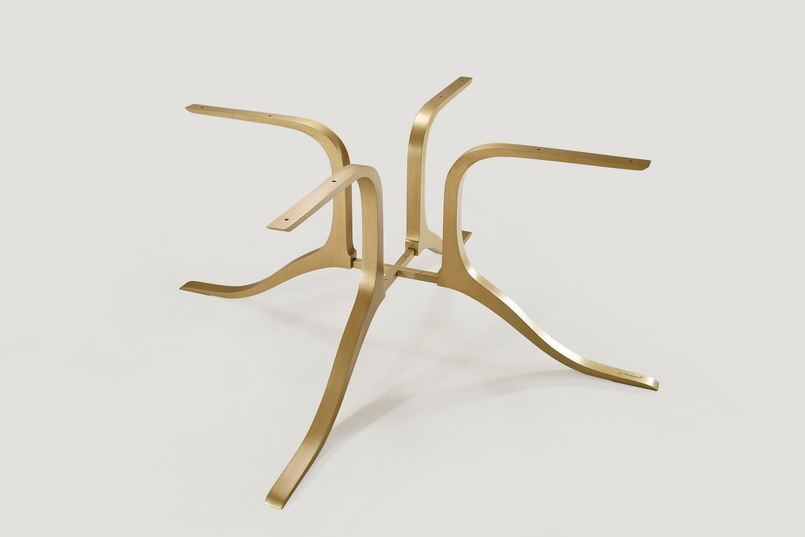 Thai Bespoke Sand-Cast Brass Table Base with Golden Sand Finish PT15 by P. Tendercool For Sale