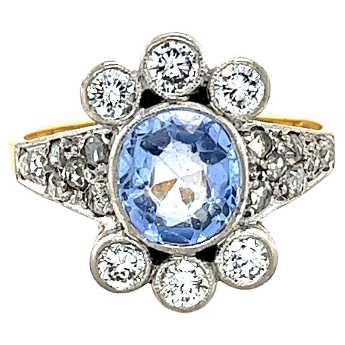 Bespoke Sapphire And Diamond Cluster Ring 2.42ct For Sale