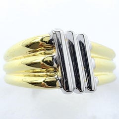 Bespoke Sculpted Geometric Ribbed Statement Dome Band Ring in 14K/18K Solid Gold