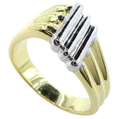 Bespoke Sculpted Geometric Ribbed Statement Dome Band Ring in 14K/18K Solid Gold