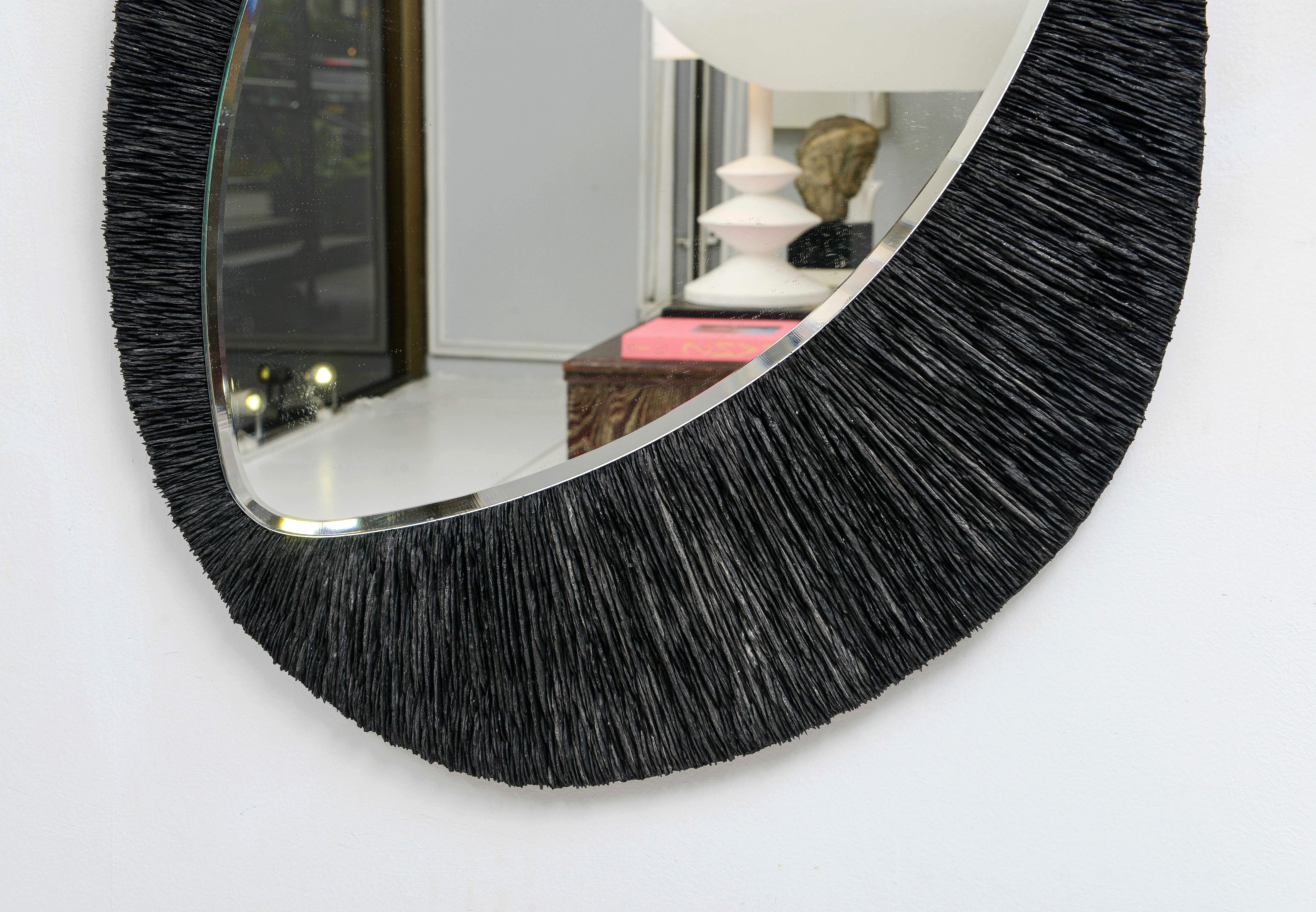 French Bespoke Sculptural Slate Mirror For Sale