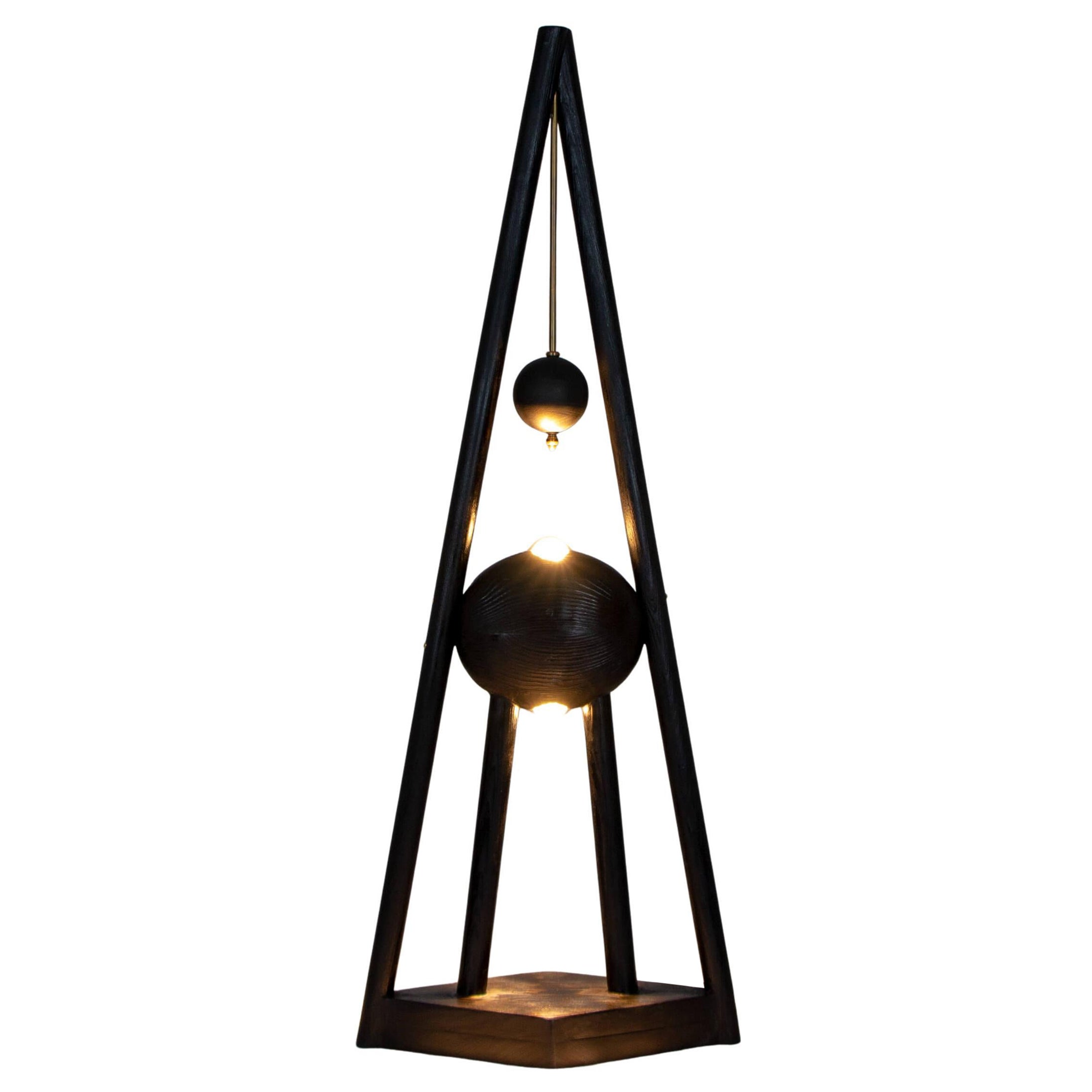 Bespoke Sculptural Solid Wood Floor Lamp Handcrafted Light Collectible Art MAGIC