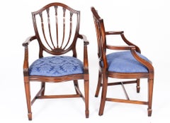 Bespoke Set 12 English Hepplewhite Revival Dining Chairs 20th Century
