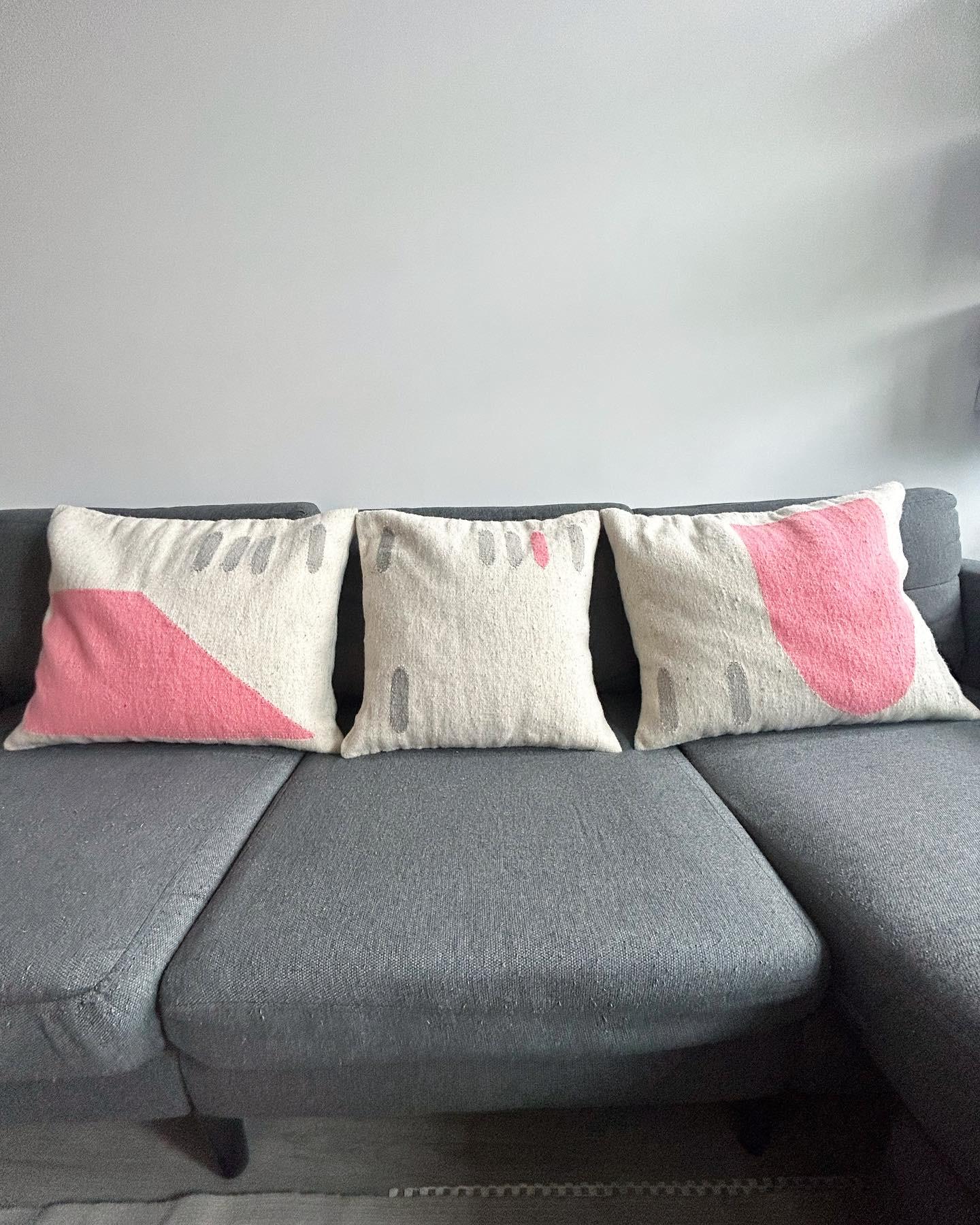 Contemporary Bespoke set of 3 Handwoven Throw Pillows For Sale