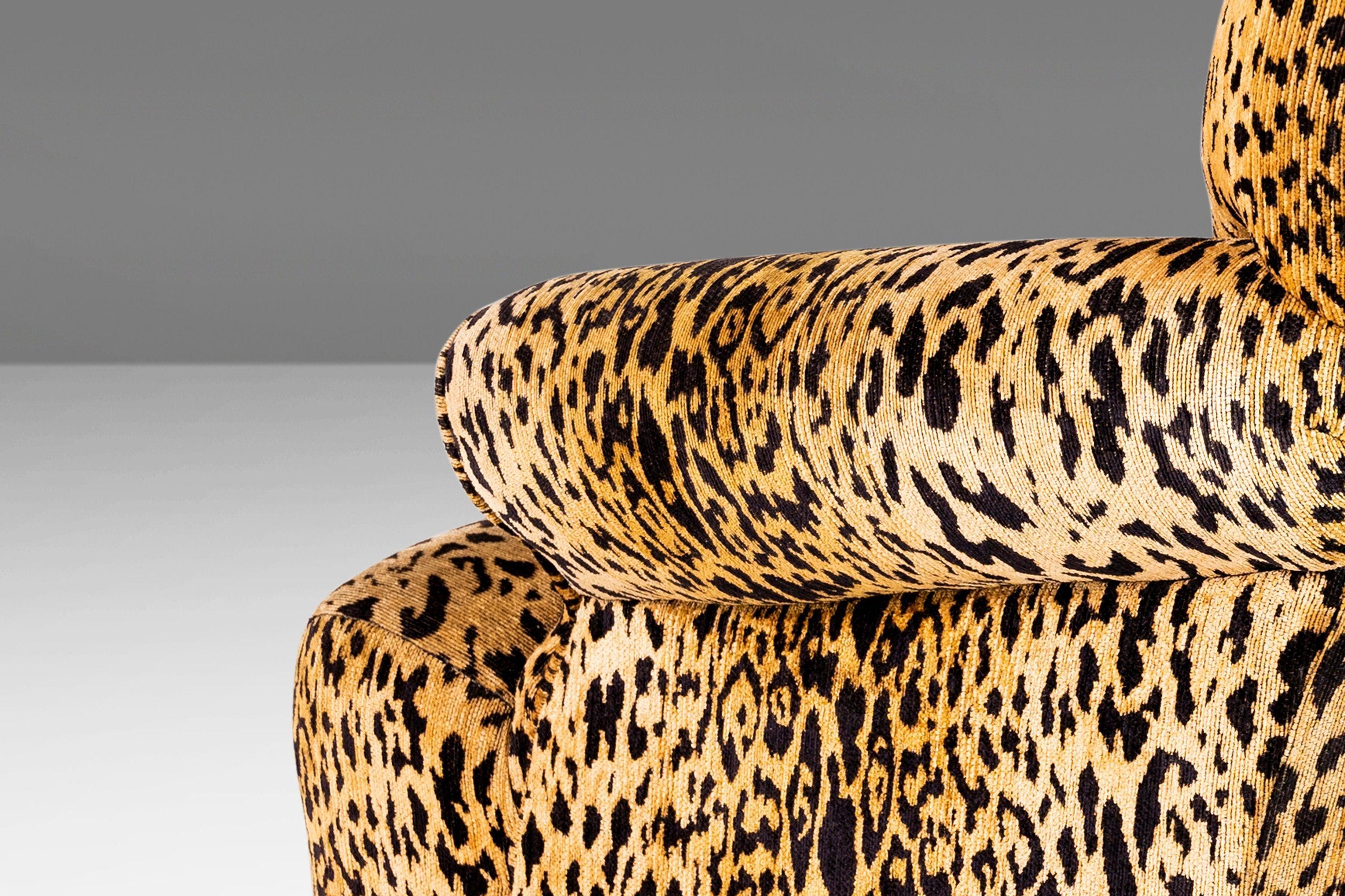Bespoke Set of Two '2' Luscious Leopard-Print Lounge Chairs, USA, C. 1980s In Good Condition In Deland, FL