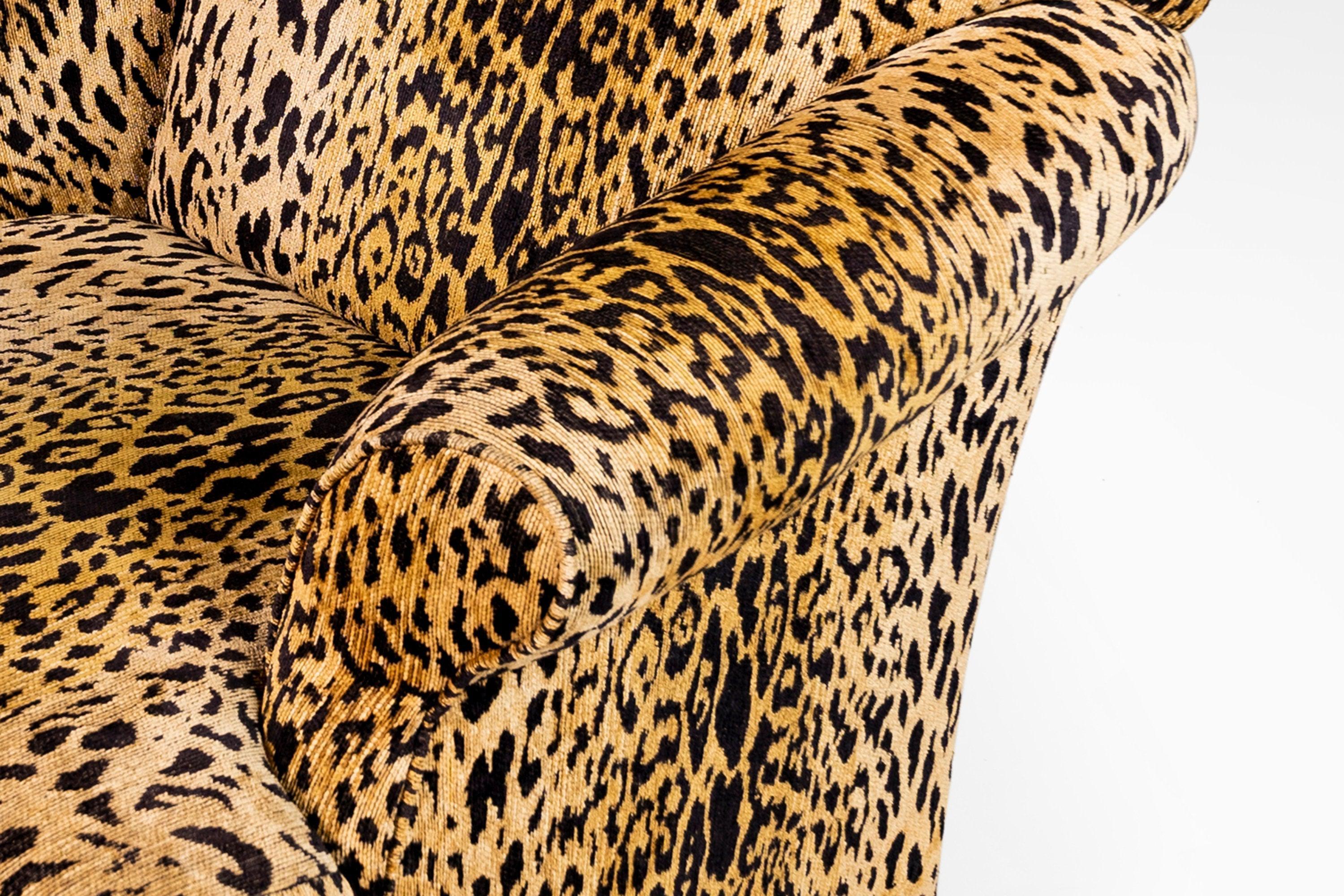 Late 20th Century Bespoke Set of Two '2' Luscious Leopard-Print Lounge Chairs, USA, C. 1980s