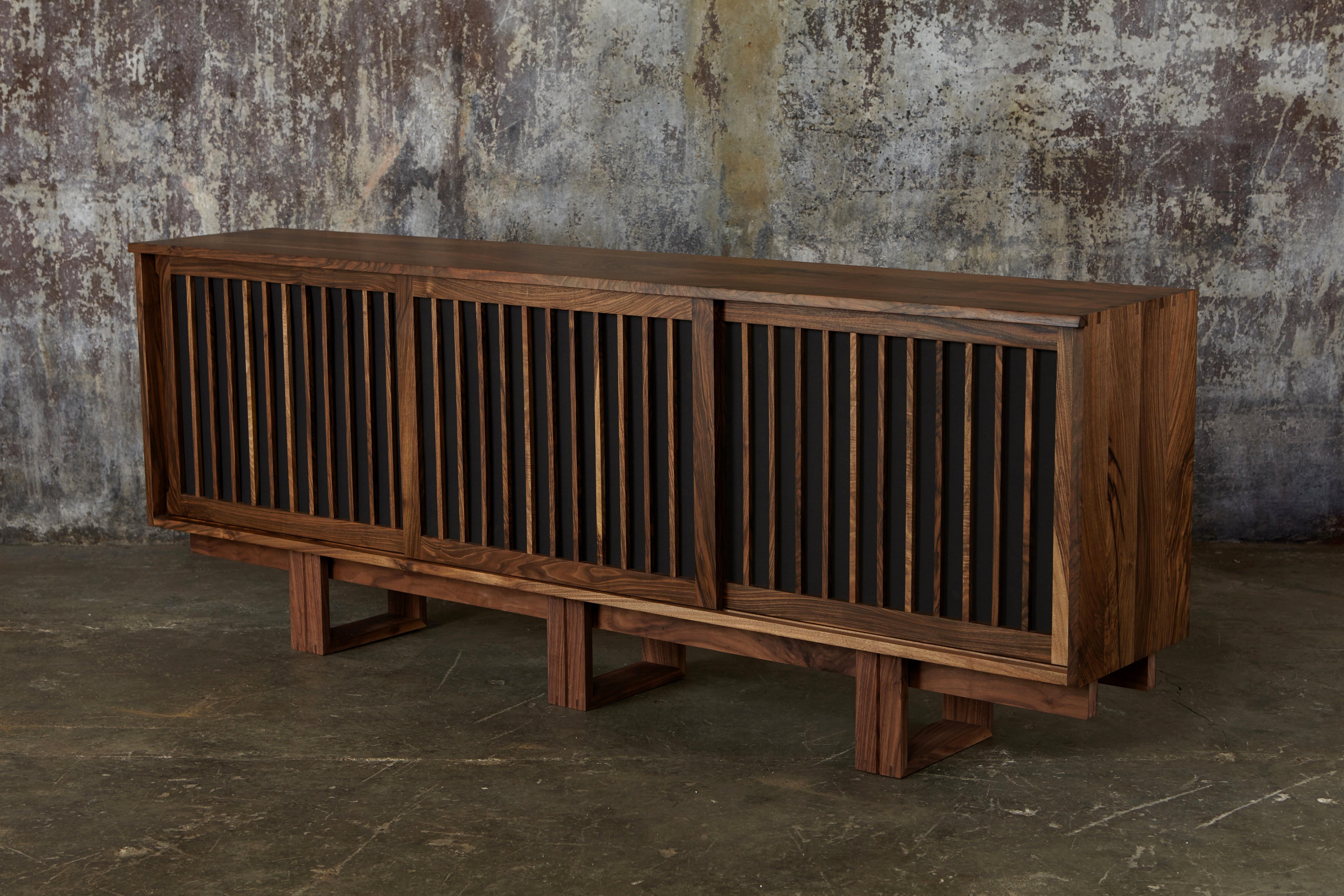 Bespoke side Cabinet in solid walnut with sliding doors by Jonathan Field For Sale 10