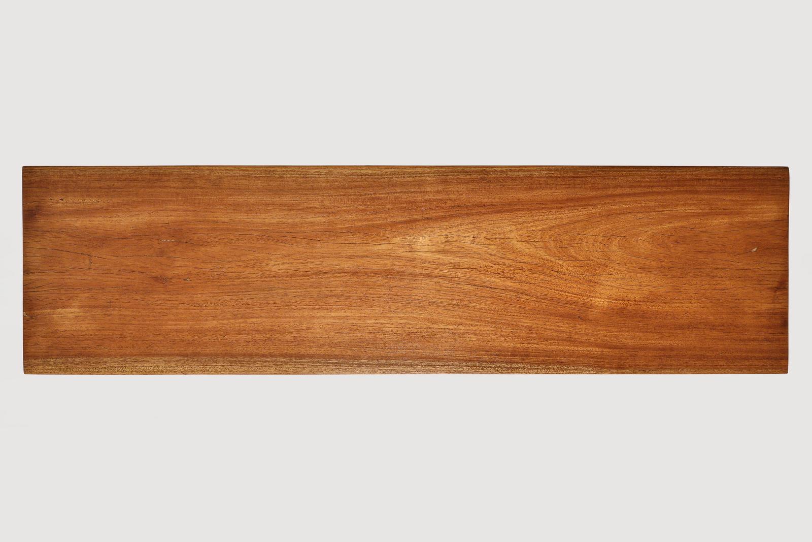 Bespoke Side Table, Reclaimed Hardwood, Sand Cast Brass Base by P. Tendercool For Sale 4