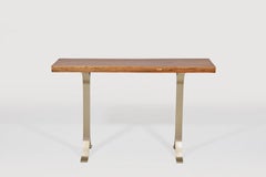 Bespoke Side Table, Reclaimed Hardwood, Sand Cast Brass Base by P. Tendercool