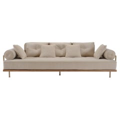 Bespoke Sofa with Brass and Reclaimed Hardwood Bleached Frame by P. Tendercool
