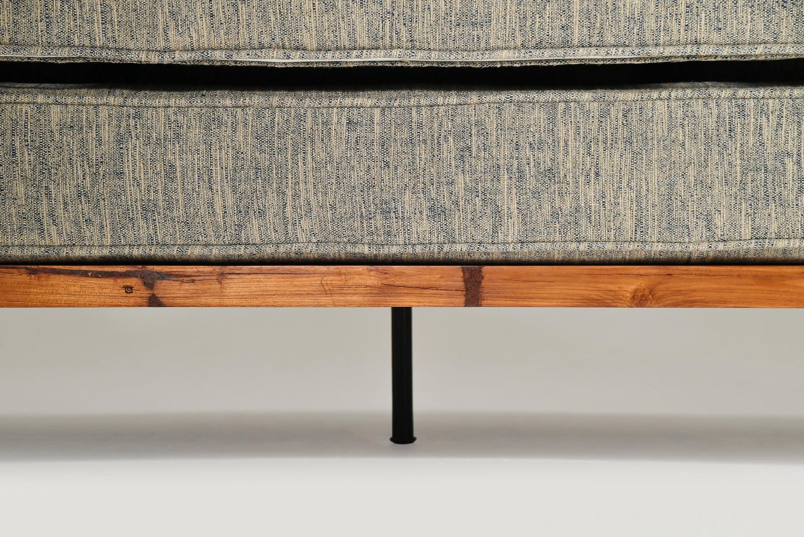Reclaimed Wood Bespoke 3 Seater Sofa Reclaimed Hardwood & Brass Frame by P. Tendercool (Indoor) For Sale